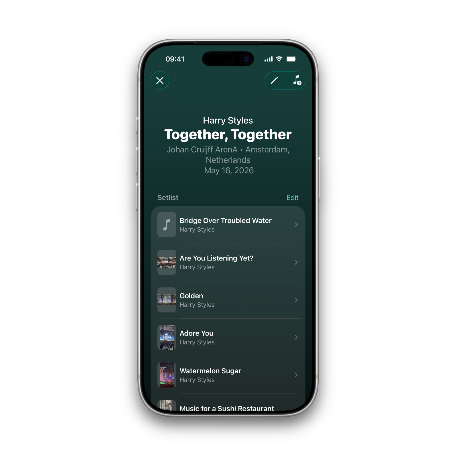 Concert editor with color picker and venue suggestions in Barricade 2.0